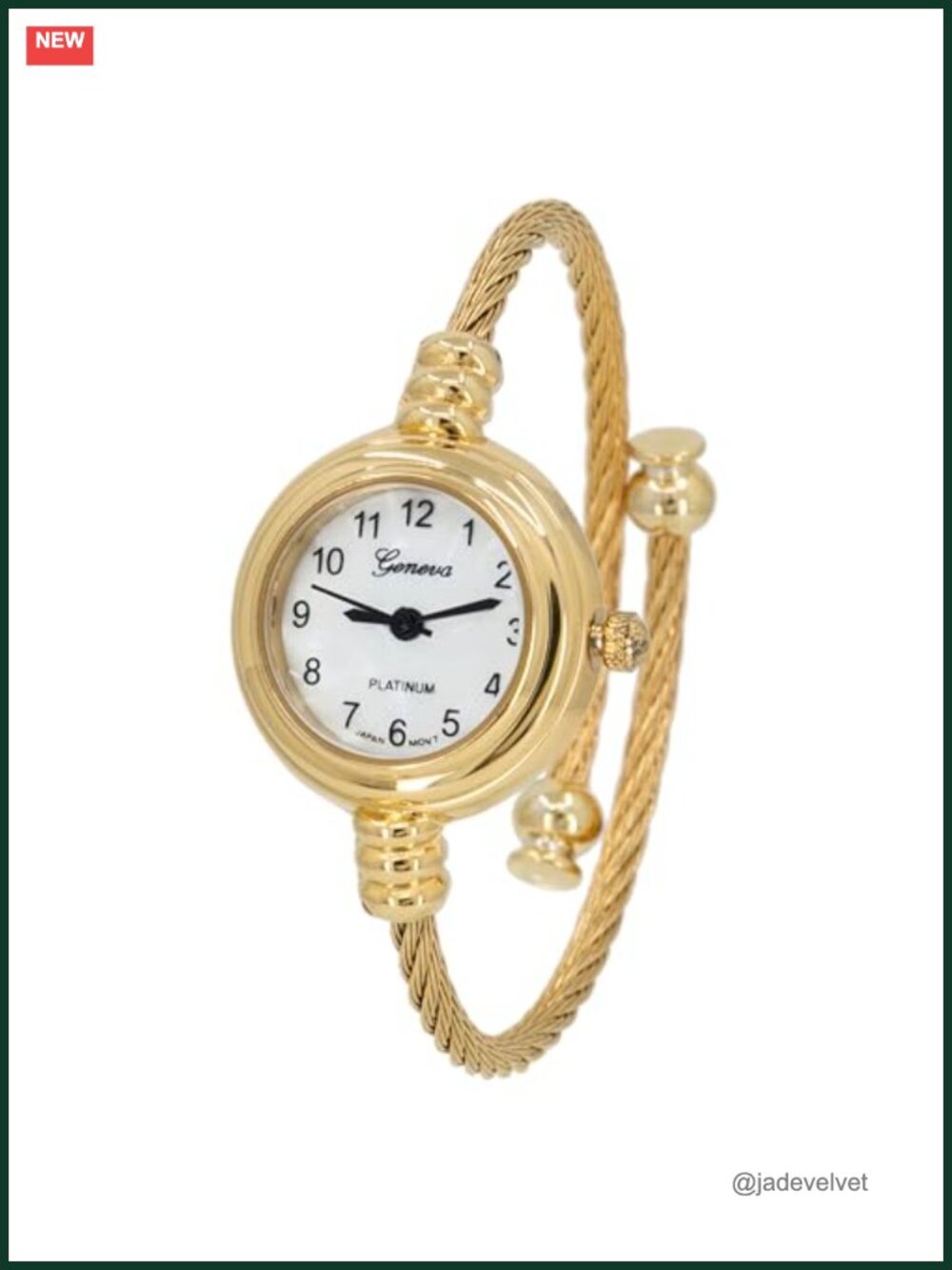 Women's Cuff Watch Round Analog Display Arabic Numbers Wire Bracelet Bangle